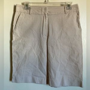 *Talbots Tan & White Striped Seersucker Size 6 Bermuda Shorts #Gy